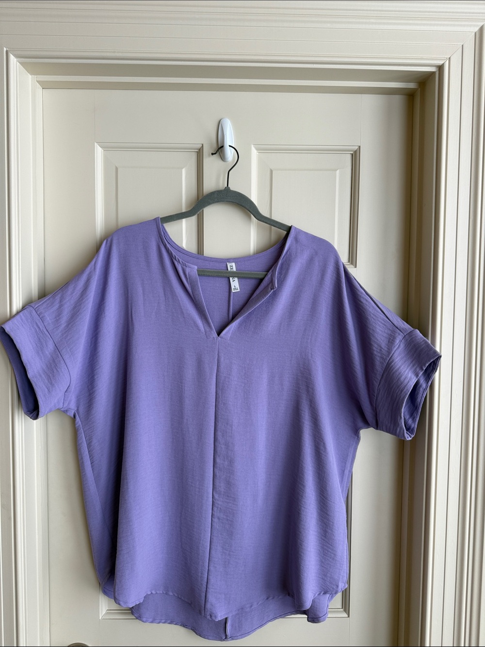 Zenana Outfitters Lavender V‑Neck Dolman Sleeve Tunic